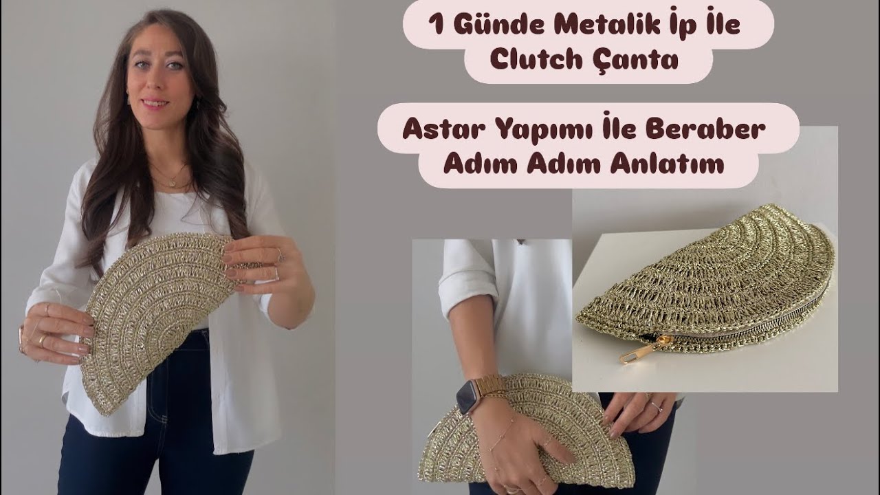 1 günde metalik ip ile çanta adım adım anlatım crochet knitting 