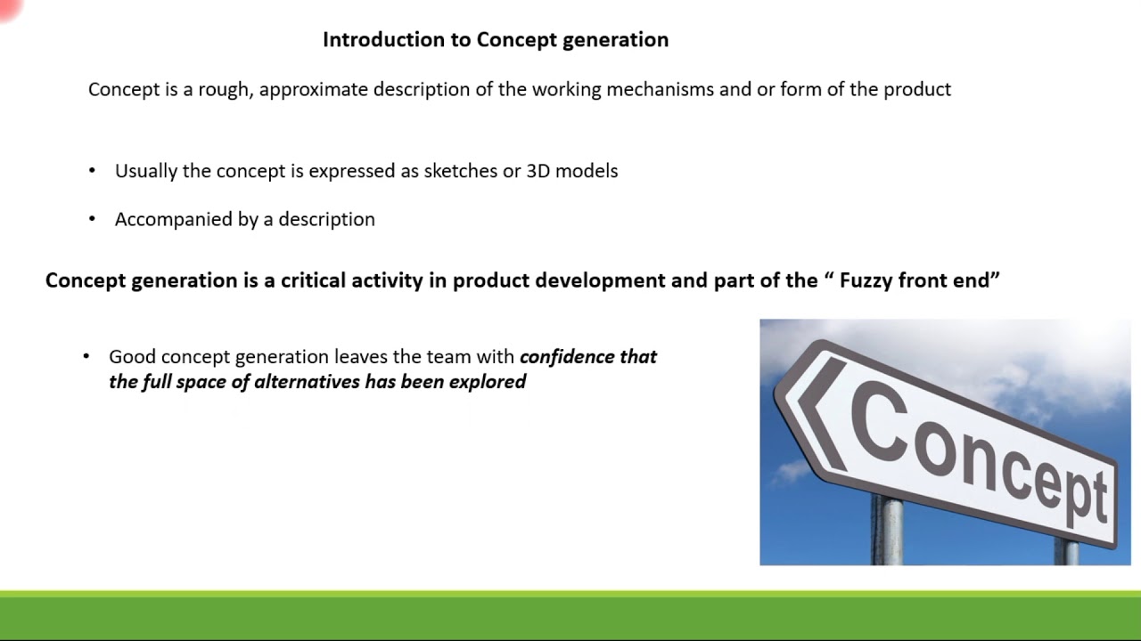Mechanical product development - Concept generation