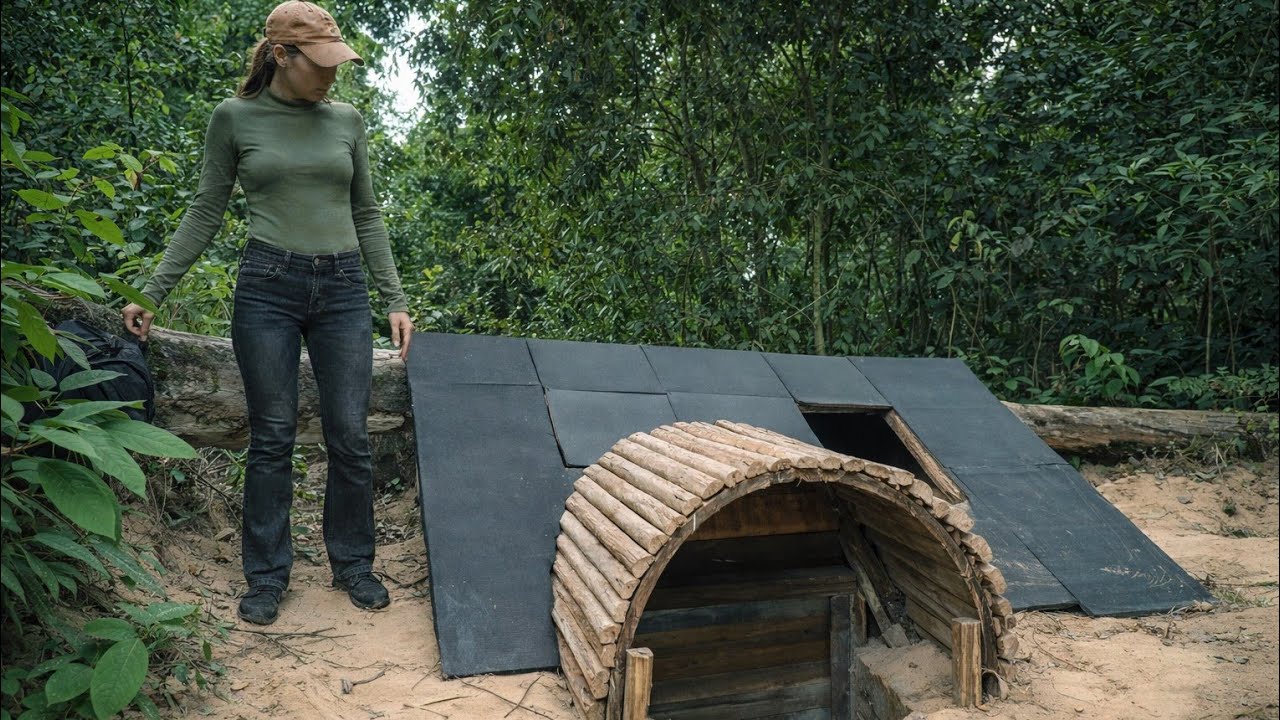 A beautiful woman demolished her original shelter and built a brand new one. #WildernessBuilding 