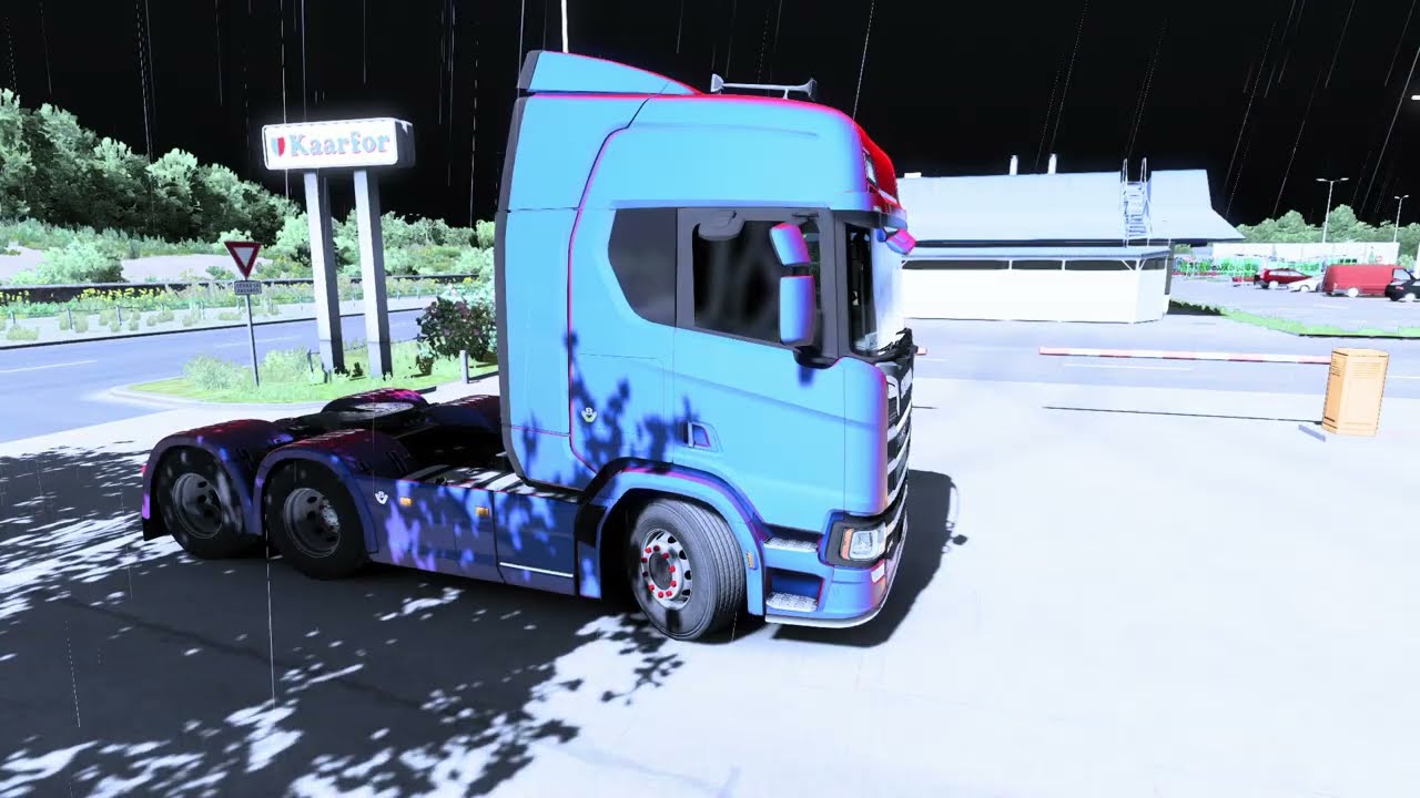 Relaxar e dormir viagem caminhão com chuva Scania R ETS2 22