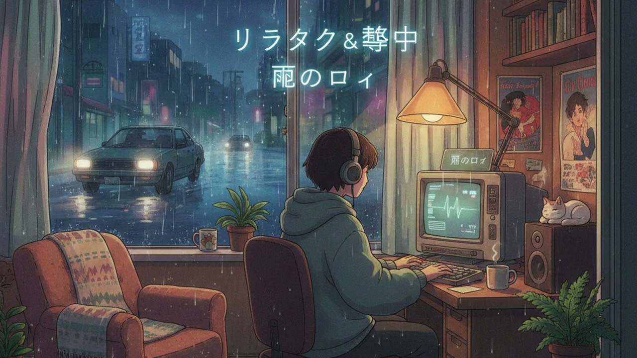 Japanese 1980s Rainy Night  | Cozy Lofi Room for Relax & Focus