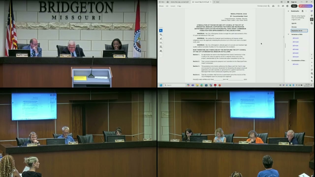 Bridgeton City Council Meeting August 20, 2025
