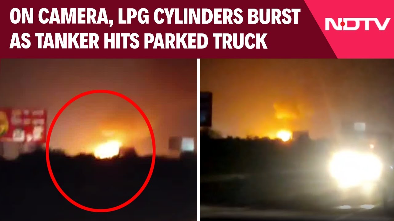 Jaipur Highway Accident News | LPG Cylinders Burst As Tanker Hits Parked Truck On Highway
