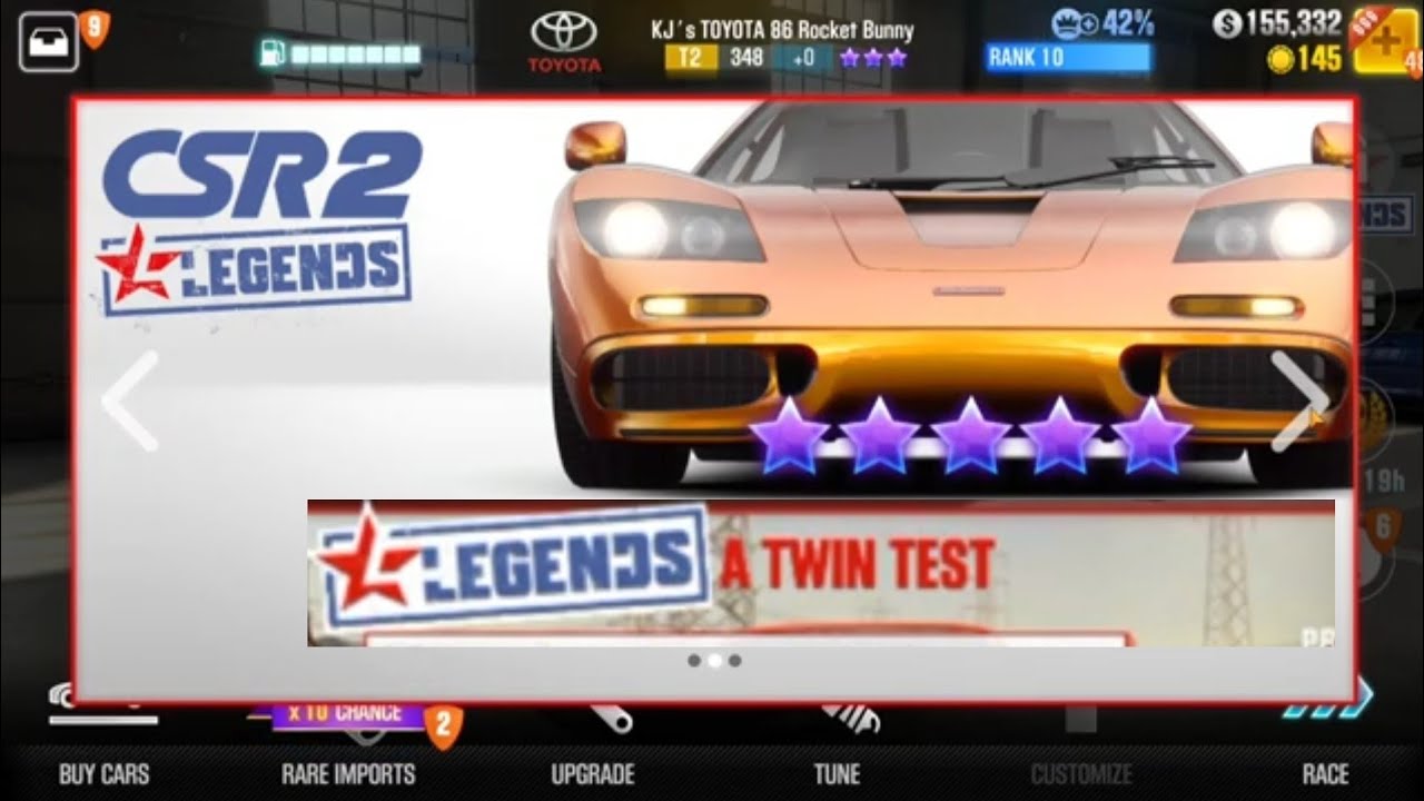 CSR2 Legend Twin Test/ Lock-in Car #2 at Rank 20