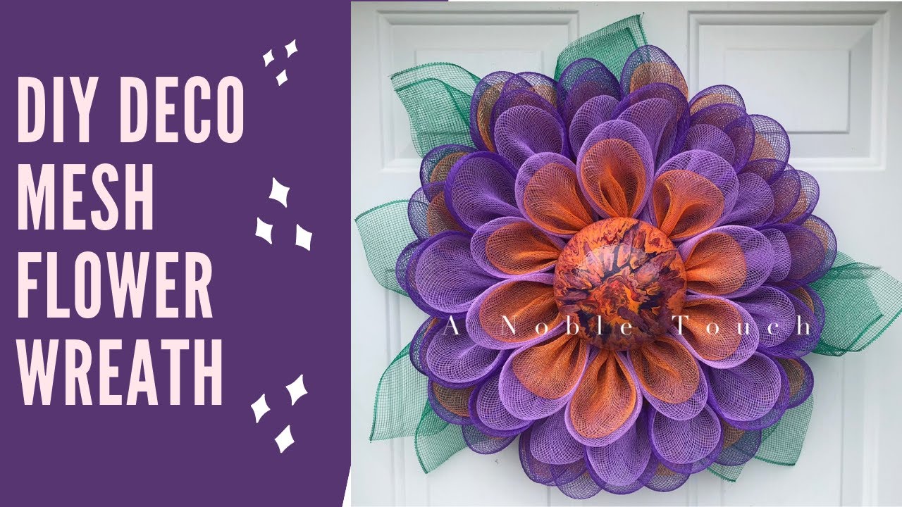 DIY Deco Mesh Scalloped Flower Wreath, Deco Mesh Wreath, How to Make a Wreath with A Noble Touch
