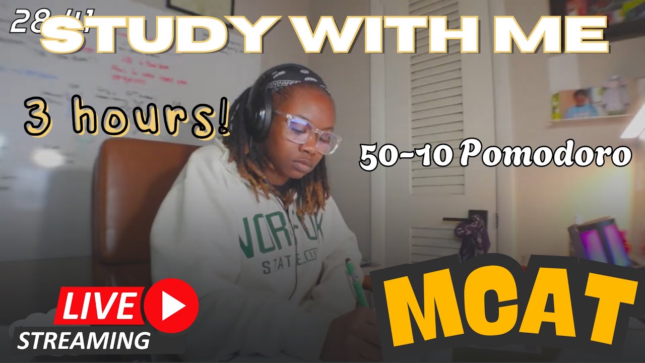 Study with me | 50-10 | MCAT CARS and Psych |3 hrs