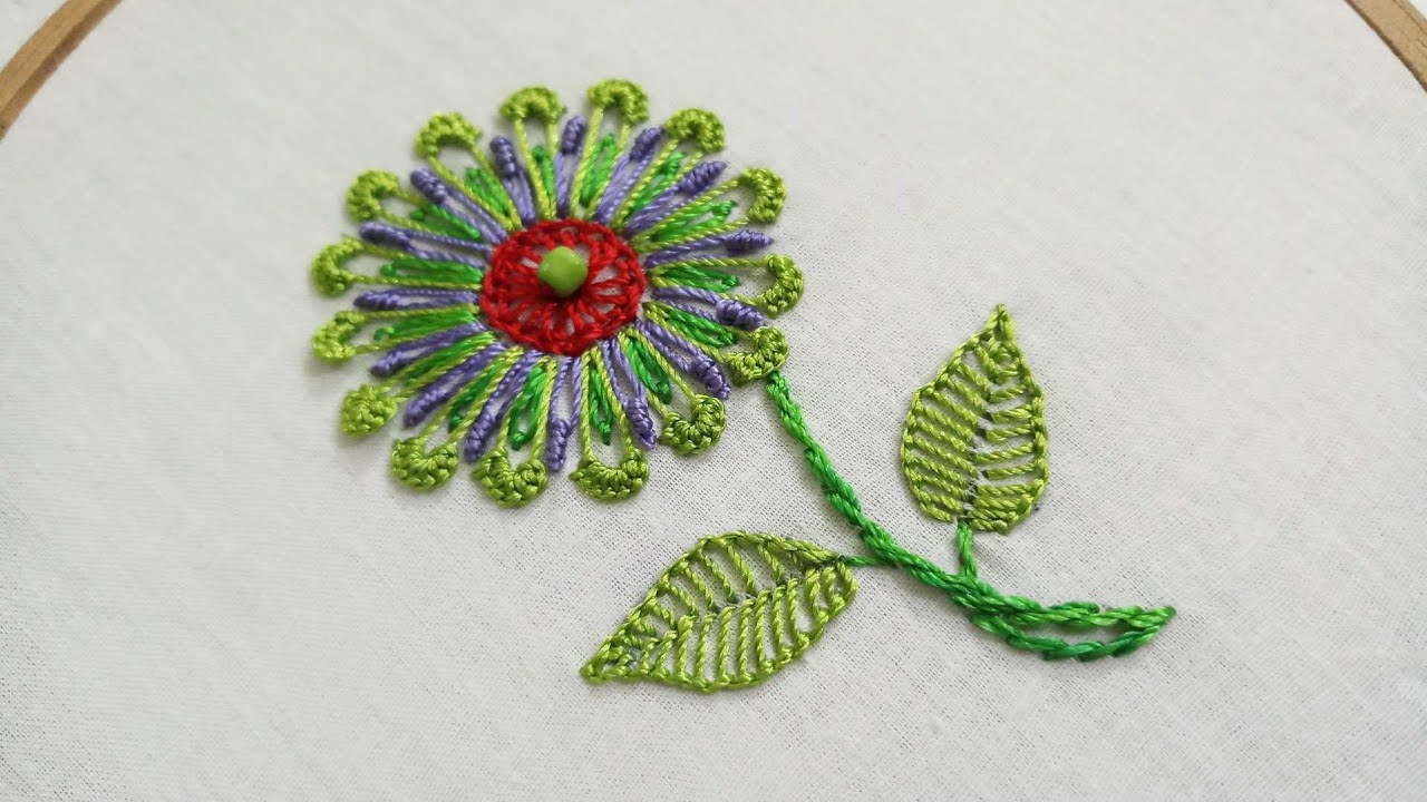 Easy and beautiful hand embroidery of a flower design with easy stitches