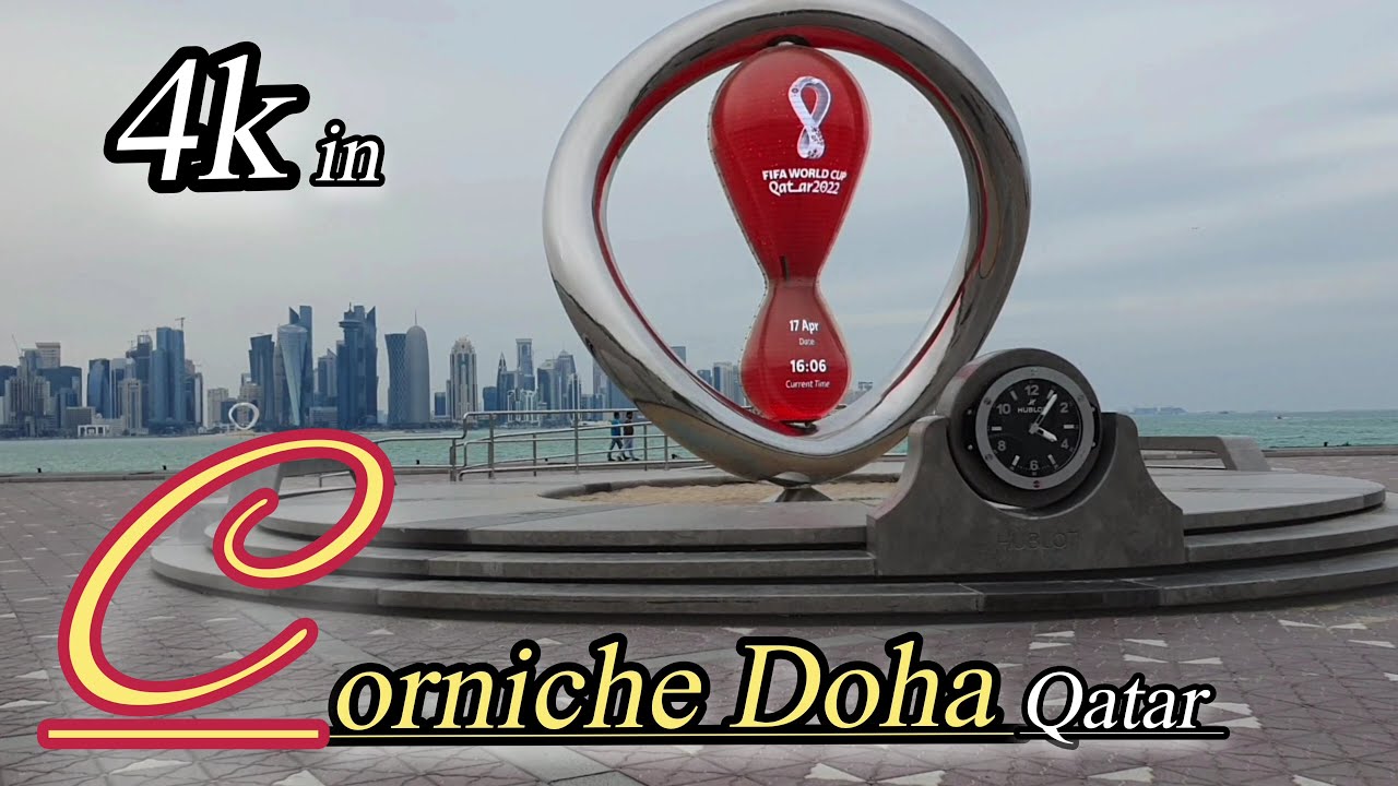 Al Corniche, central Doha,Qatar.  Corniche beach qatar in 4k.