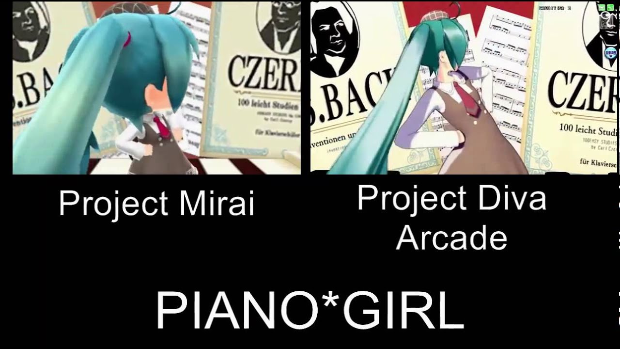 Project Mirai Deluxe PIANO*GIRL PV Comparison 3DS Arcade