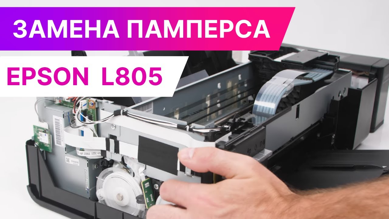 Ошибка памперса Epson L805. Разборка принтера и замена абсорбера