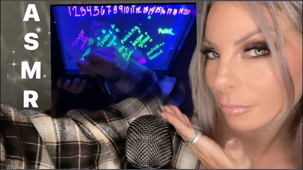 ASMR INSANELY Relaxing Glow Board Writing - Whispering - Counting & ASMR Trigger Words