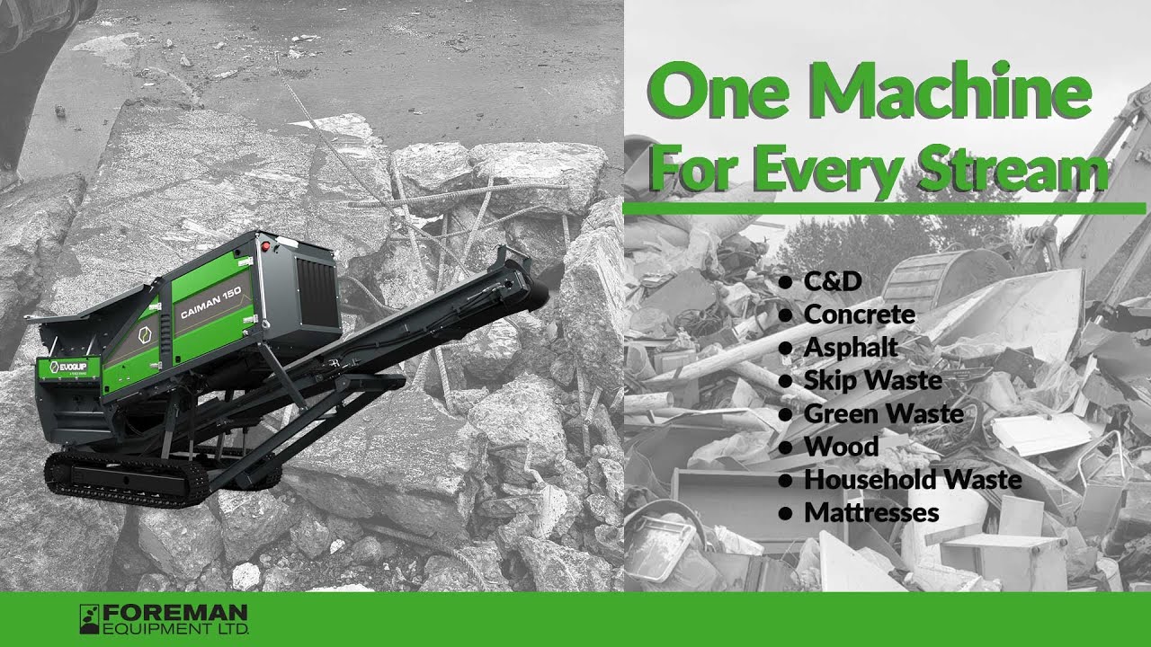 Evoquip Caiman 150 Shredder in Action: Crushing Concrete & Shredding Waste | Foreman Equipment