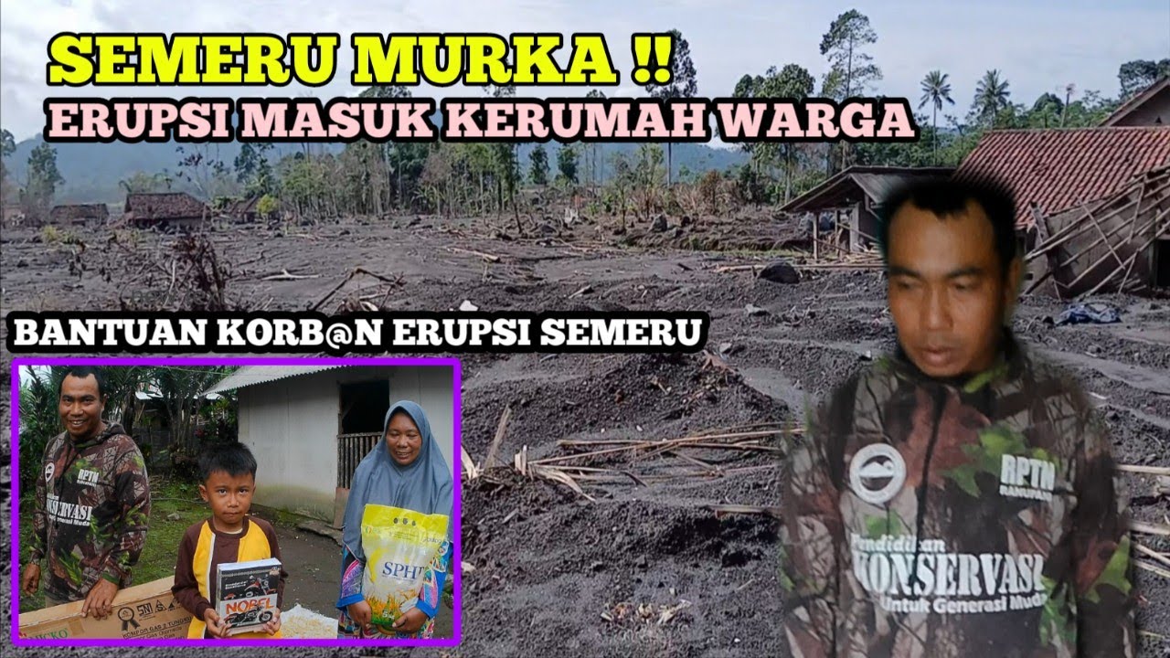SUASANA HARU RUMAH KORBAN ERUPSI GUNUNG SEMERU SUMBERSARI LUMAJANG SAAT KIRIM BANTUAN@bangrudi99
