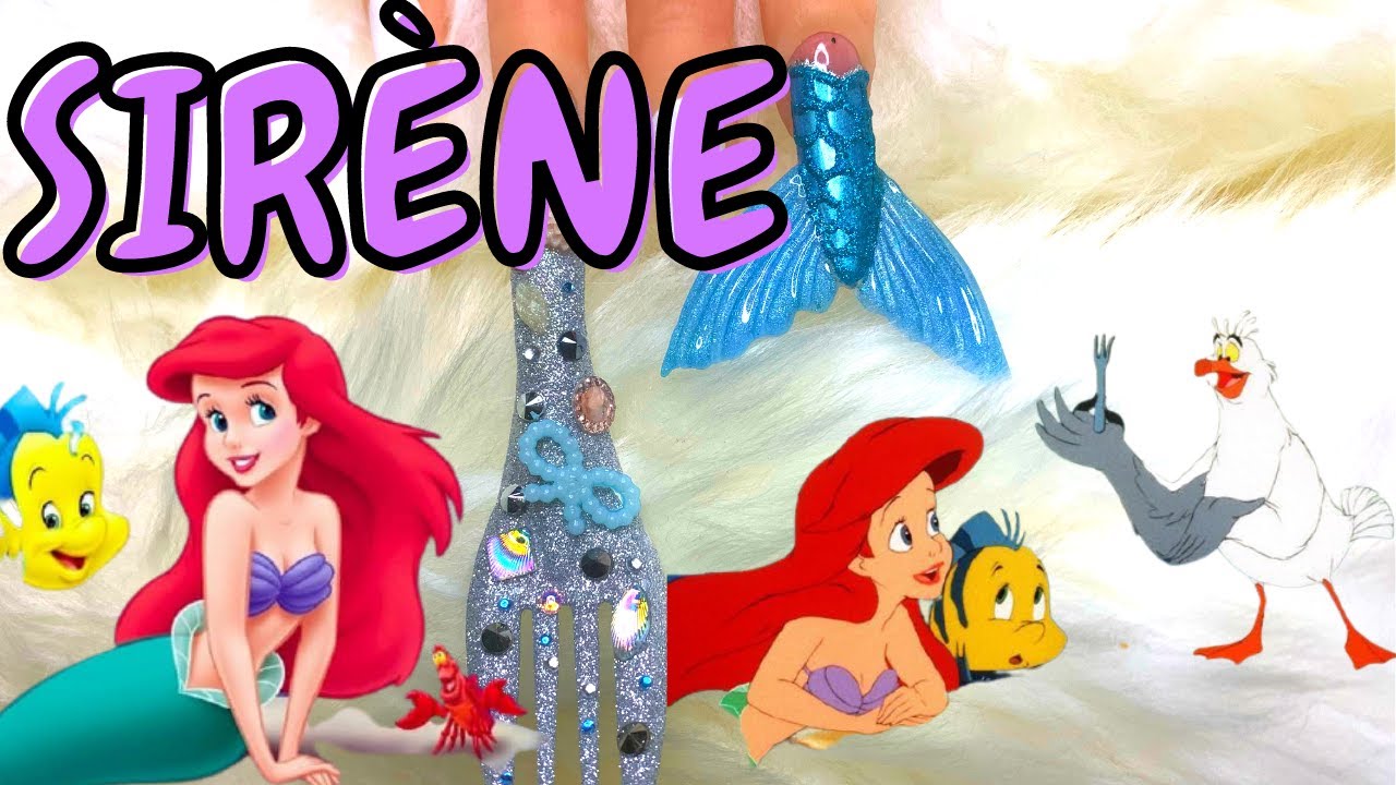 DISNEY Les ongles de 🧜‍♀‍ LA PETITE SIRÈNE 🧜‍♀‍ avec Vernis Gel et Paillettes