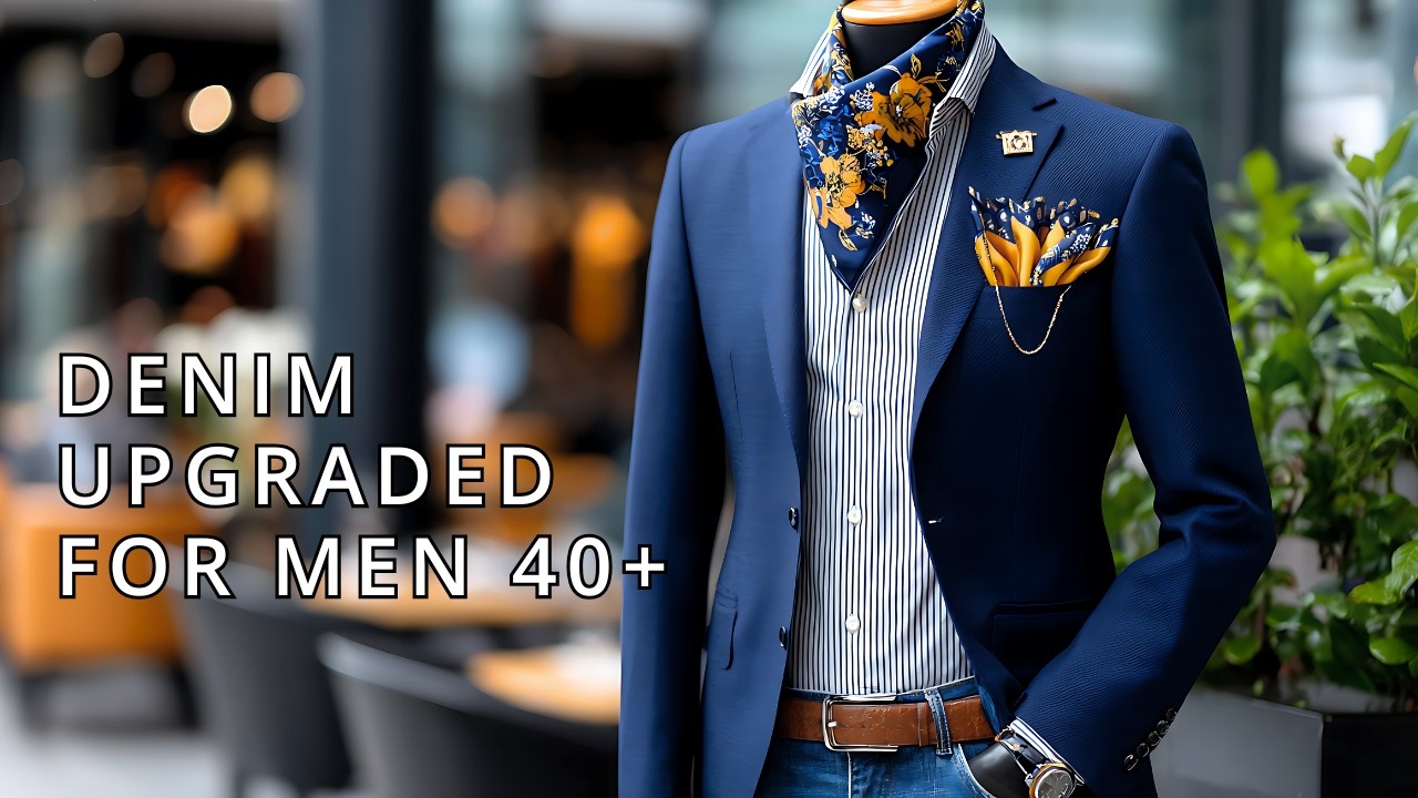 👖 Elevating Casual Denim Outfits with Tailored Navy Blazers and Italian Silk Scarves for Men Over 40