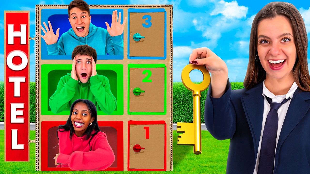 SOPRAVVIVIAMO NELL’HOTEL DI CARTONE NEL TUO COLORE PER 24 ORE CON I NOSTRI AMICI!📦