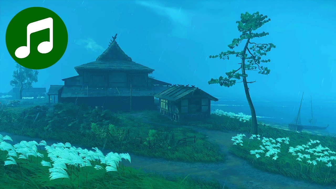Relaxing GHOST OF TSUSHIMA Music 🎵 Rainy Tshushima Ocean (Ghost of Tsushima OST | Soundtrack)