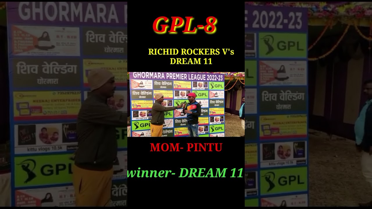 LIVE MAN OF THE MATCH PRESENTATION CEREMONY RICHIE ROCKERS V'S DREAM 11 (6TH M)  WINNER -DREAM 11