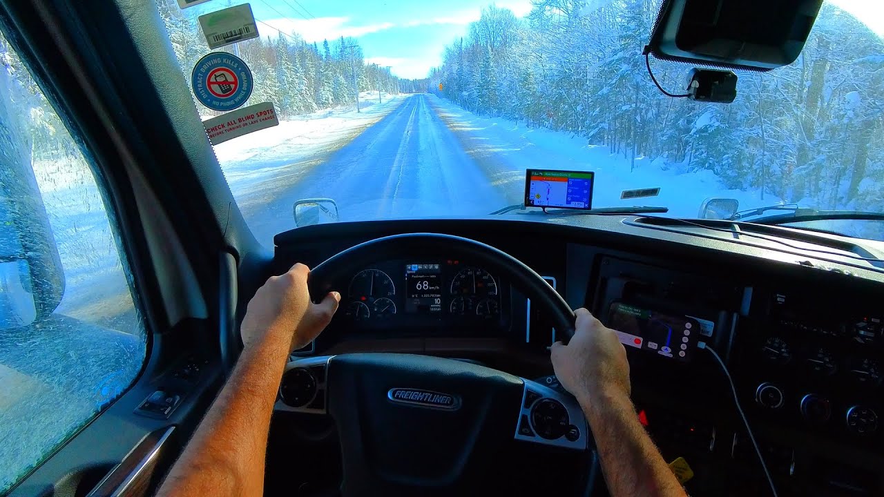 Faceless Trucker ON SINGLE ROADS OF QUEBEC IN SNOW CONDITIONS | 4K PURE DRIVING POV |