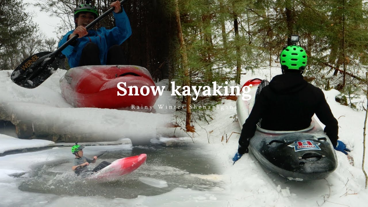 Winter Kayak Sledding | A Rainy Snow Adventure