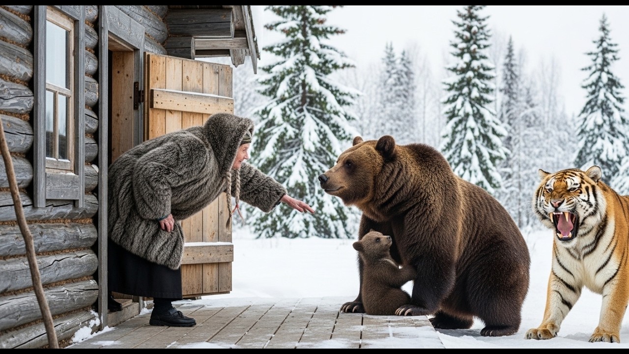 🐻 -78°C 70-Year-Old Widow Saves Mother Bear & Cub from Giant Siberian Tiger | 100 Days