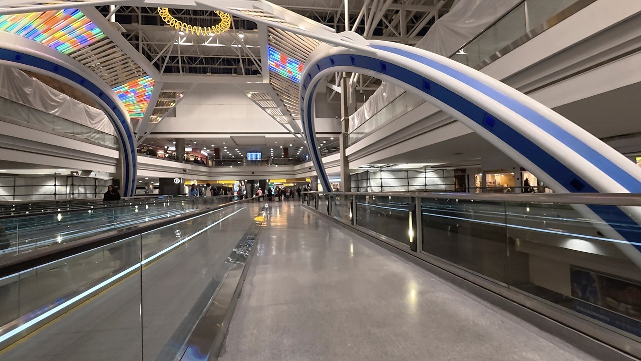 DEN Concourse B walk from end to end ASMR / raw sound (February 2026)