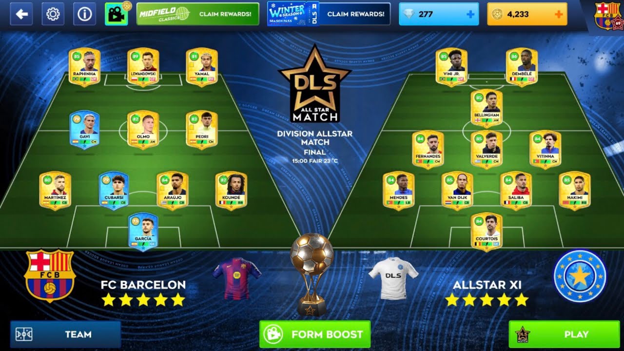Dls 26 | Fc Barcelona Vs Allstar XI Vs Liverpool Vs Barcelona | Division Allstar Match Final🏆🔥