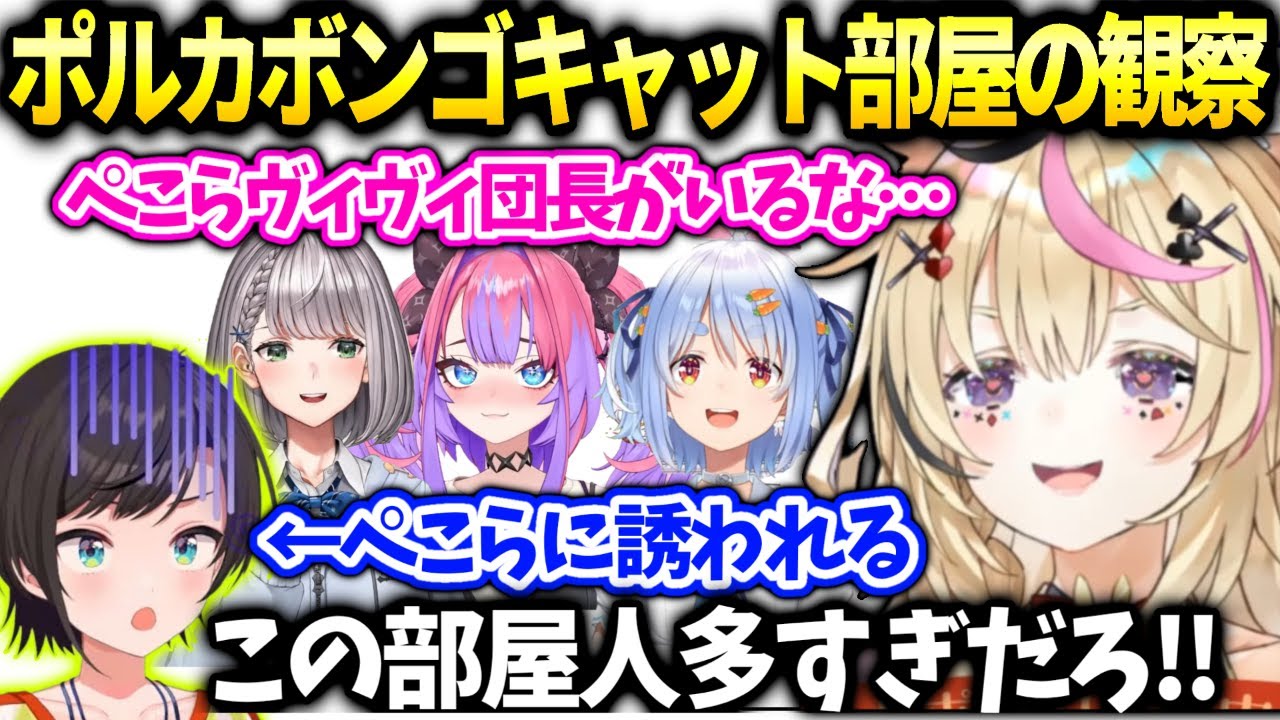 ポルカヴィヴィぺこらのボンゴキャット部屋を定点観察と後からスバル【尾丸ポルカ/ホロライブ切り抜き】