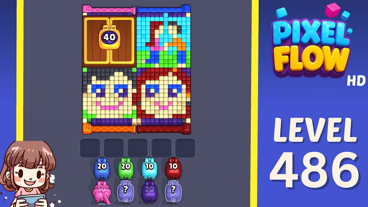 Pixel Flow Level 486 Solution Walkthrough