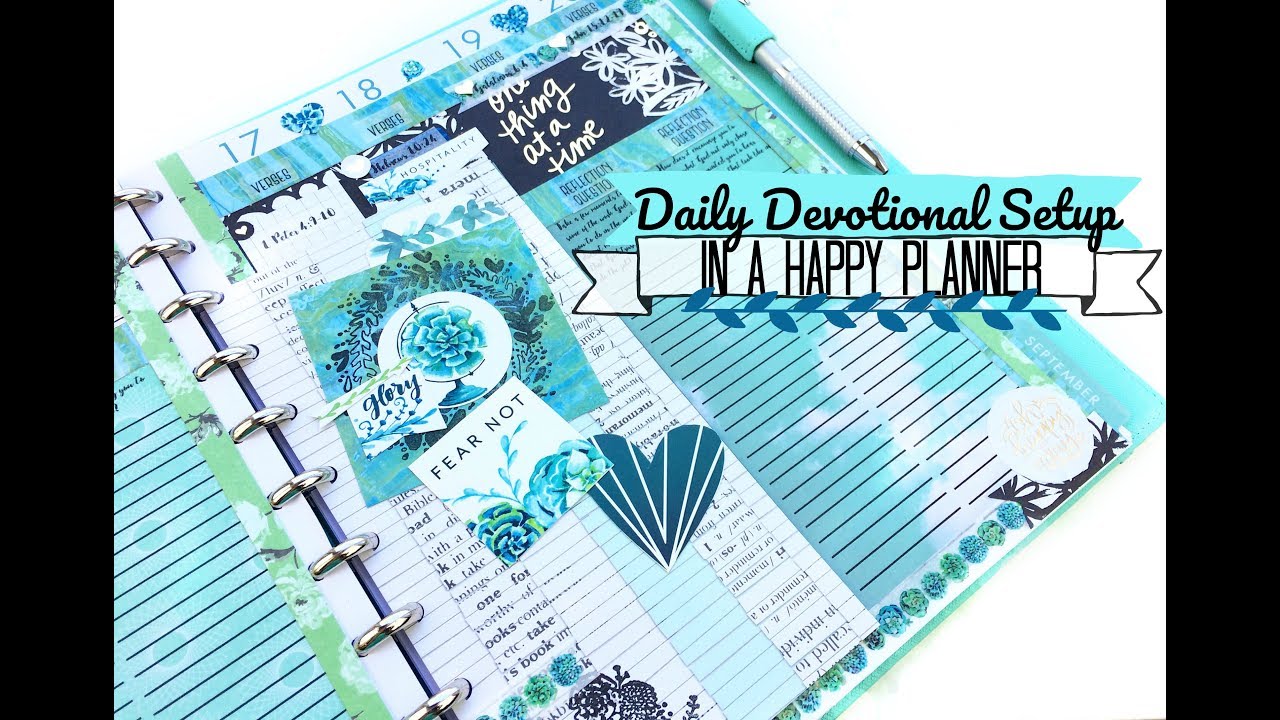 Daily Devotional Setup in a Happy Planner | Illustrated Faith Devotional Kit