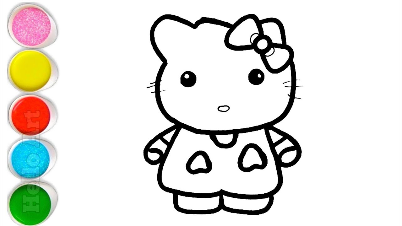 Beautiful Hello Kitty Drawing, Painting and Coloring For Kids and Toddlers_ Easy Drawing