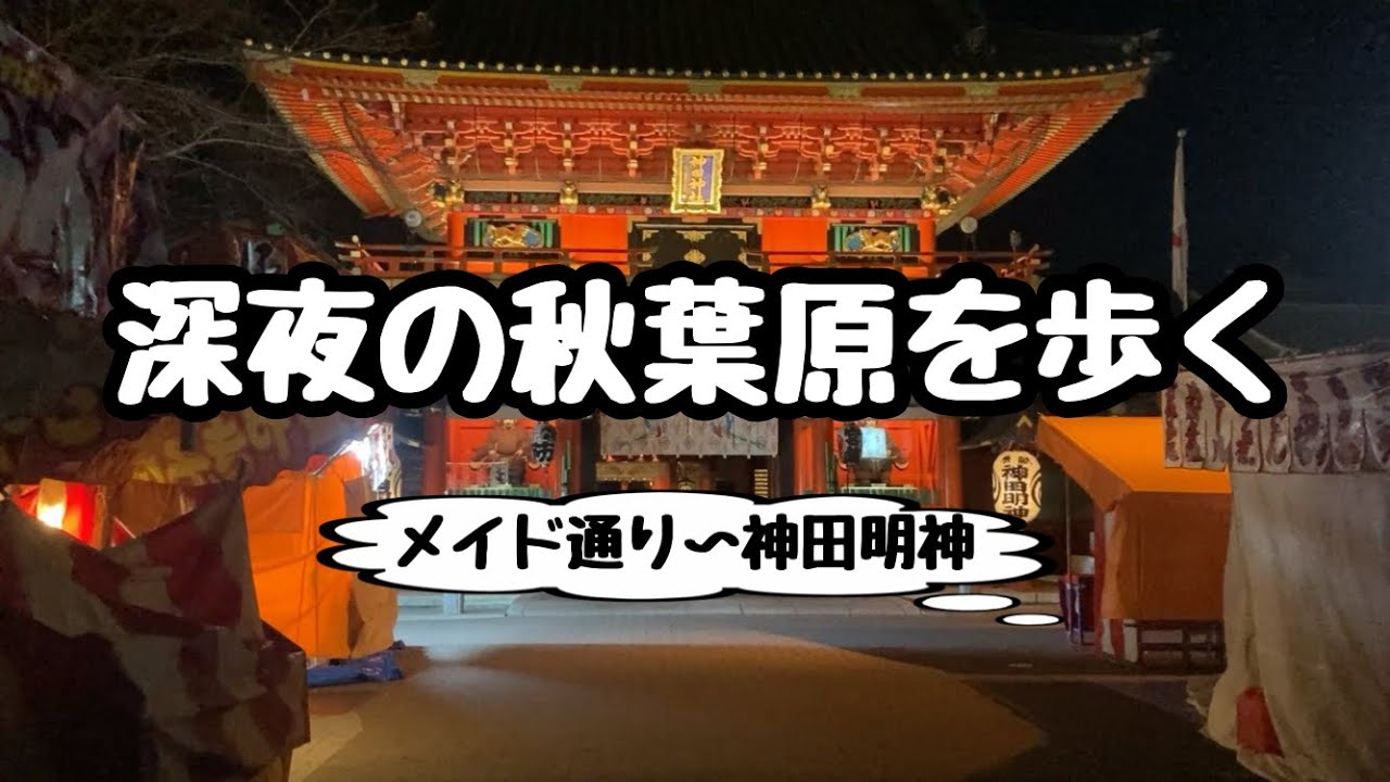 【アキバ散歩】深夜の秋葉原を歩く2024年【終電後のメイド通り〜ジャンク通り〜神田明神】