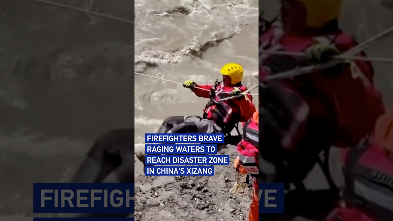 Firefighters brave raging waters to reach disaster zone in China's Xizang