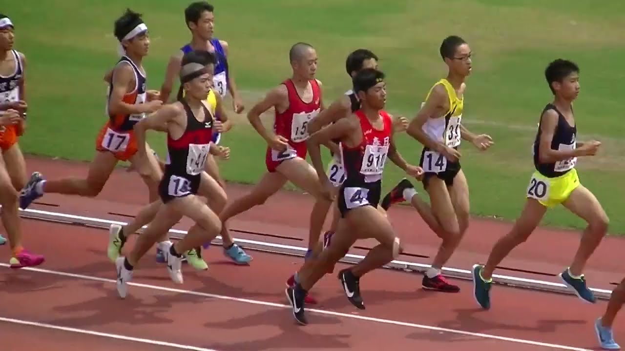【尾崎仁哉（帝京）、間瀬田純平（早稲田）、久保遼人（東京国際）、馬場賢人（立教）中学時代のレース】20180728福岡県中学陸上 男子3000m決勝