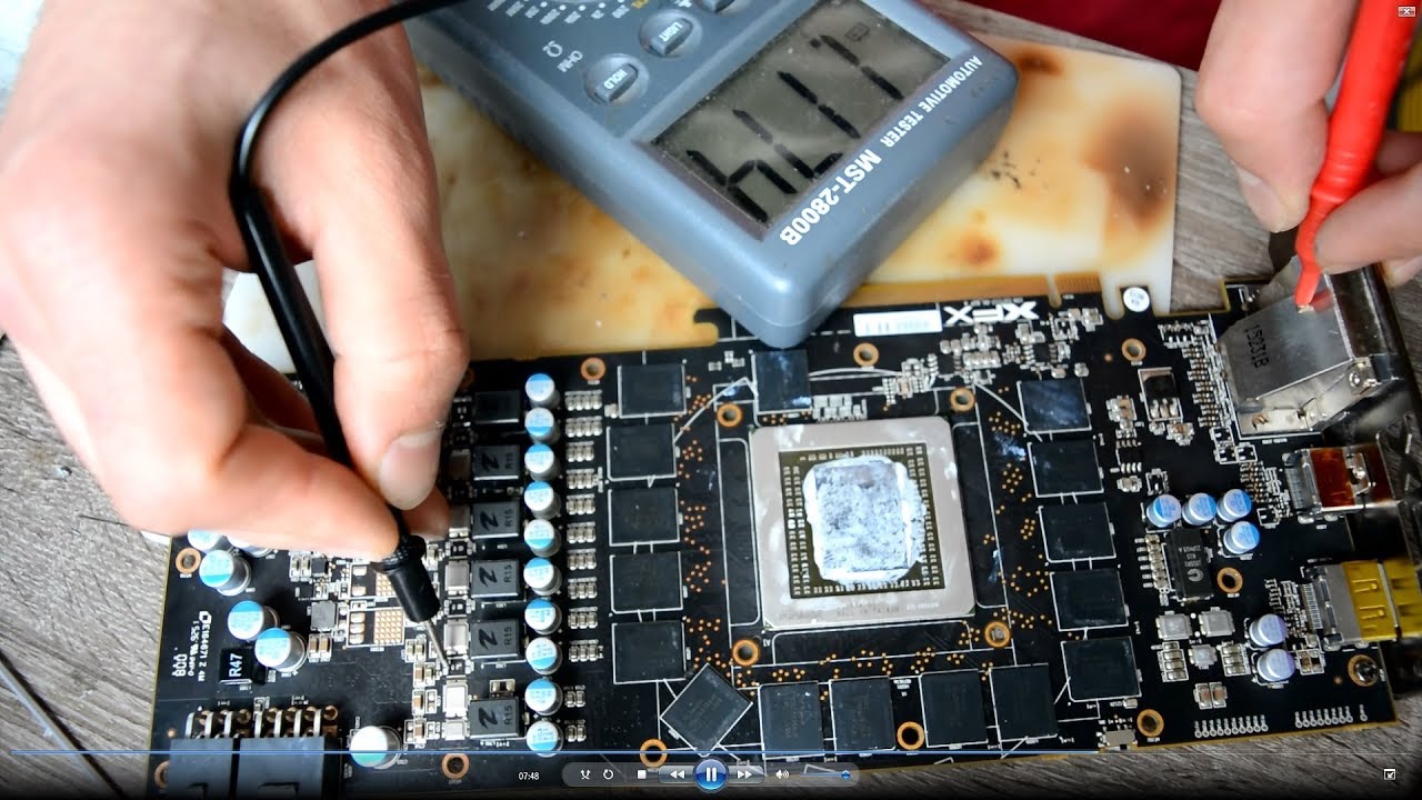 R9 390X reference card broken (short) diagnostic + repair graphic card