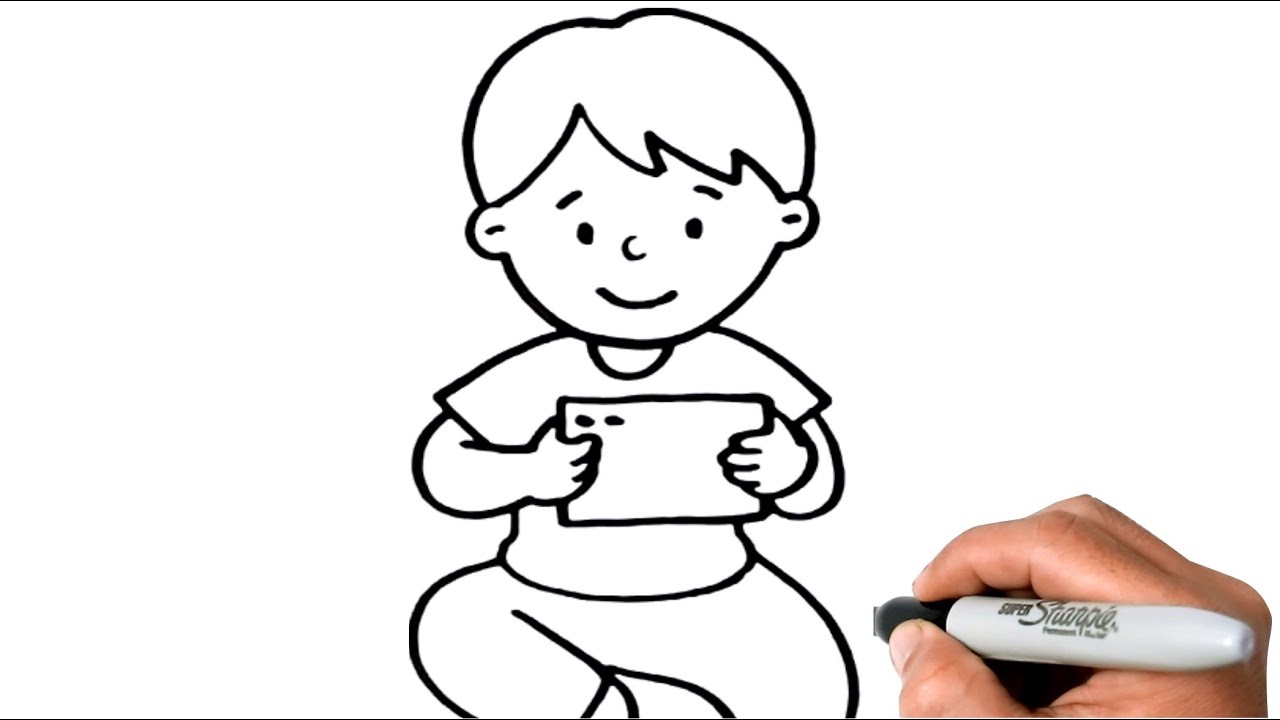 How to DRAW PLAYING MOBILE EASY Step by Step