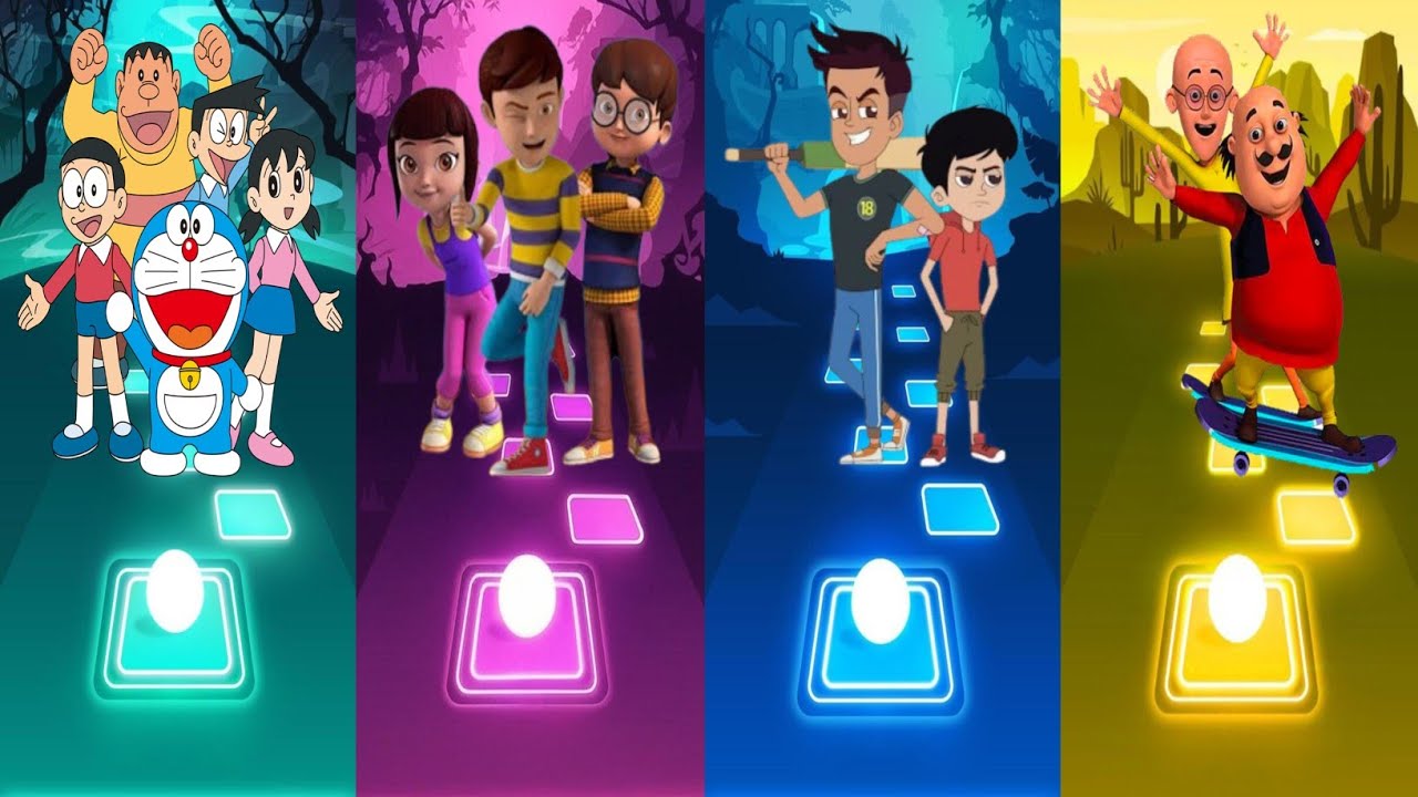 Doraemon Vs Rudra Vs Chikoo and Bunty Vs Motu Patlu (New Video) - Tiles Hop EDM Rush