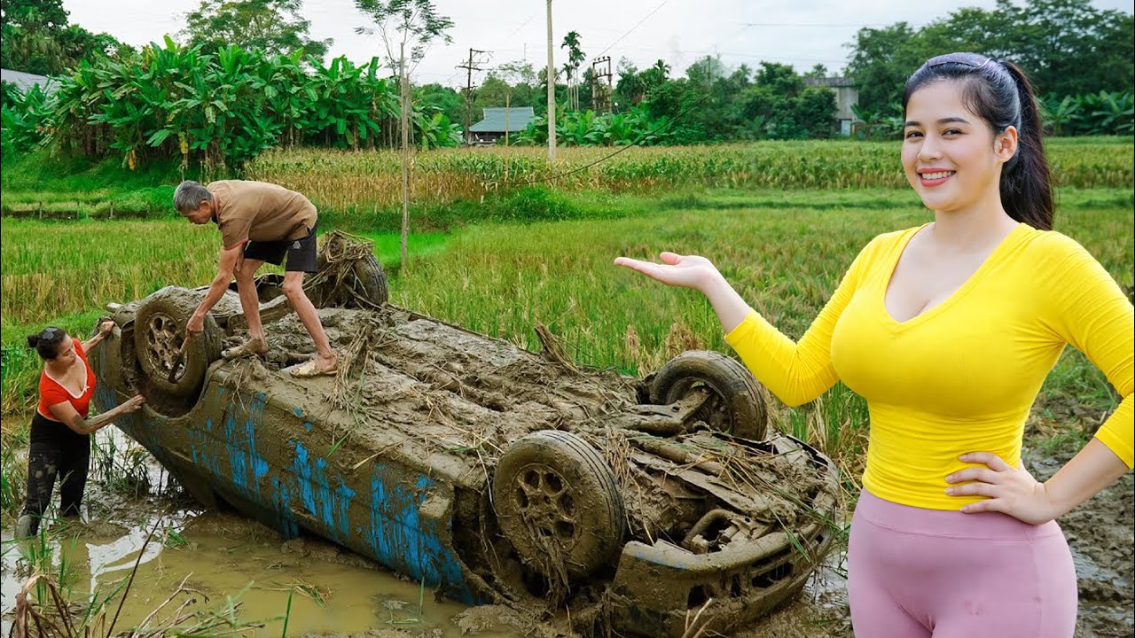 Impossible Rescue Begins — Genius Girl vs. an Overturned 1995 Mitsubishi in the Wild (Part 1)