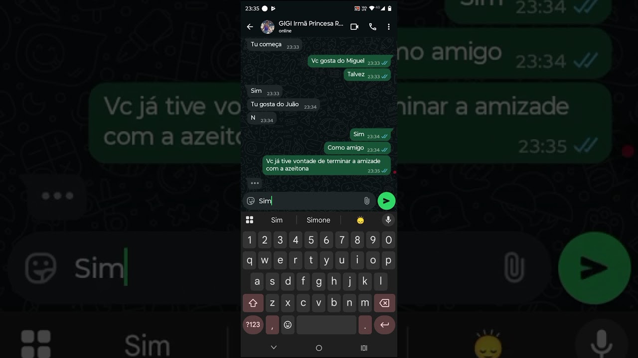 Não diga a mesma coisa que eu se não perde eu e minha irmã