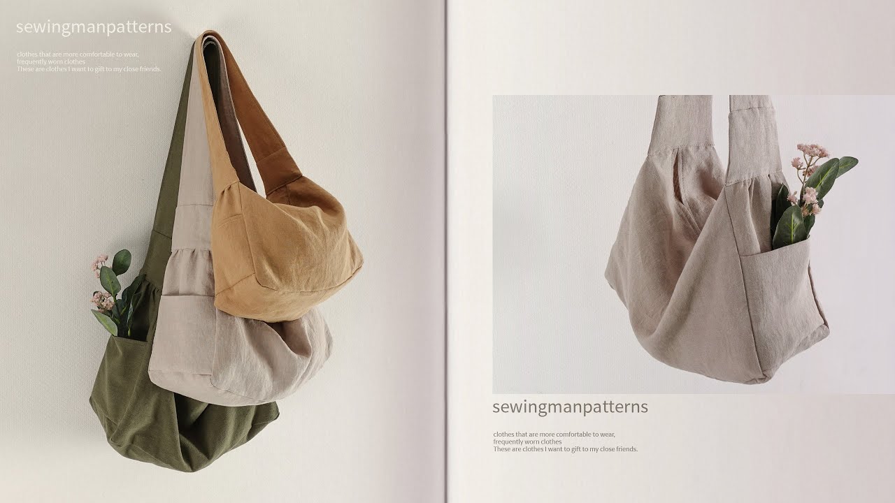 bag018 옆 주머니와 셔링이 있는 호보백 가방 만들기 / 가방 소잉패턴 / 3가지 크기 / Side Pocket Hobo Bag Sewing Pattern bag making