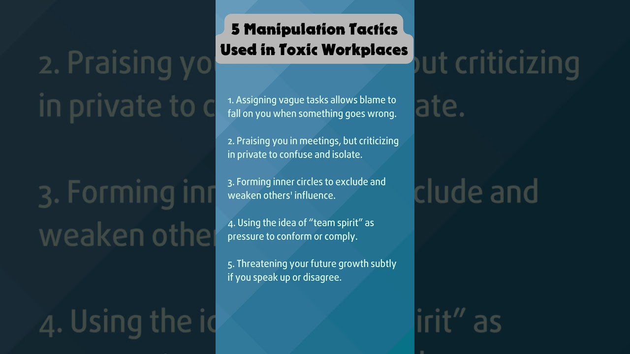 5 Manipulation Tactics Used in Toxic Workplaces