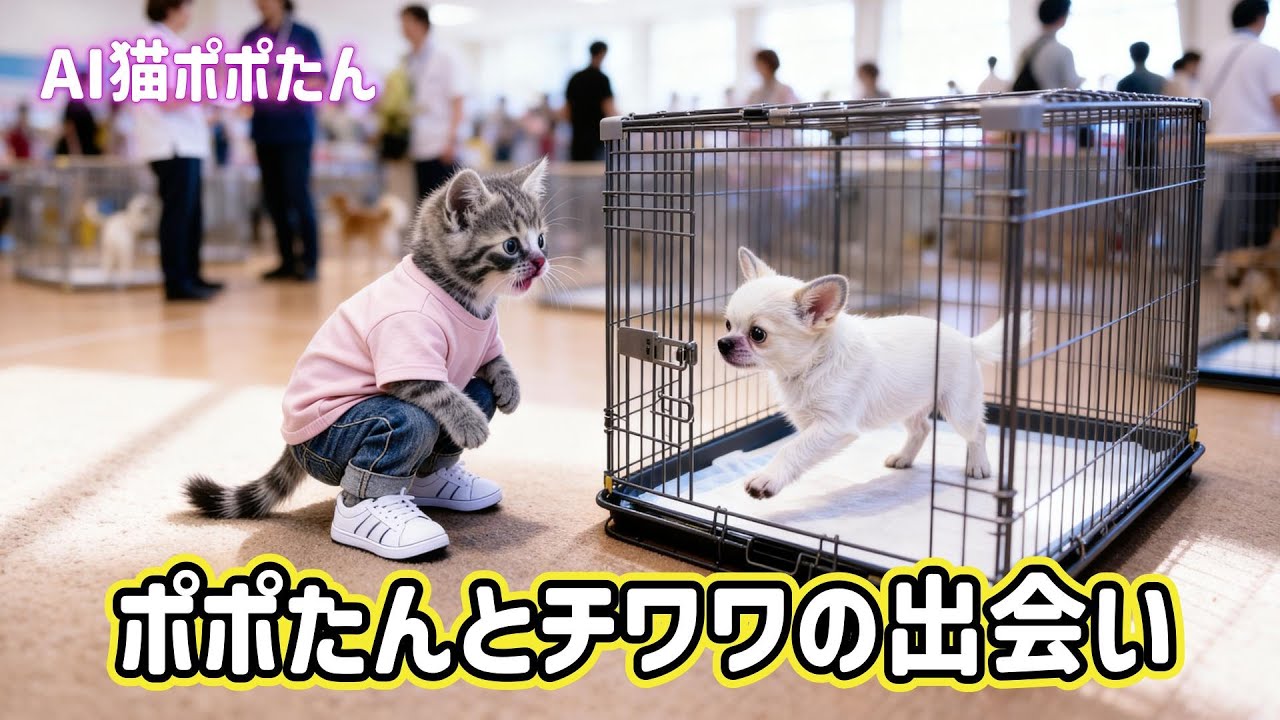 AI猫ポポたん 愛犬チワワとのはじめての出会い