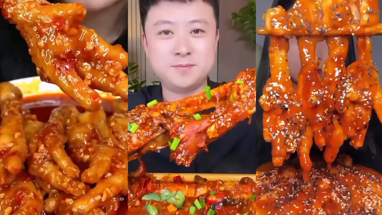 🔥 Spicy 🥵 chicken feet &lamb hooves mukbang|#chinesefood🤤| #mukbangcompilations |