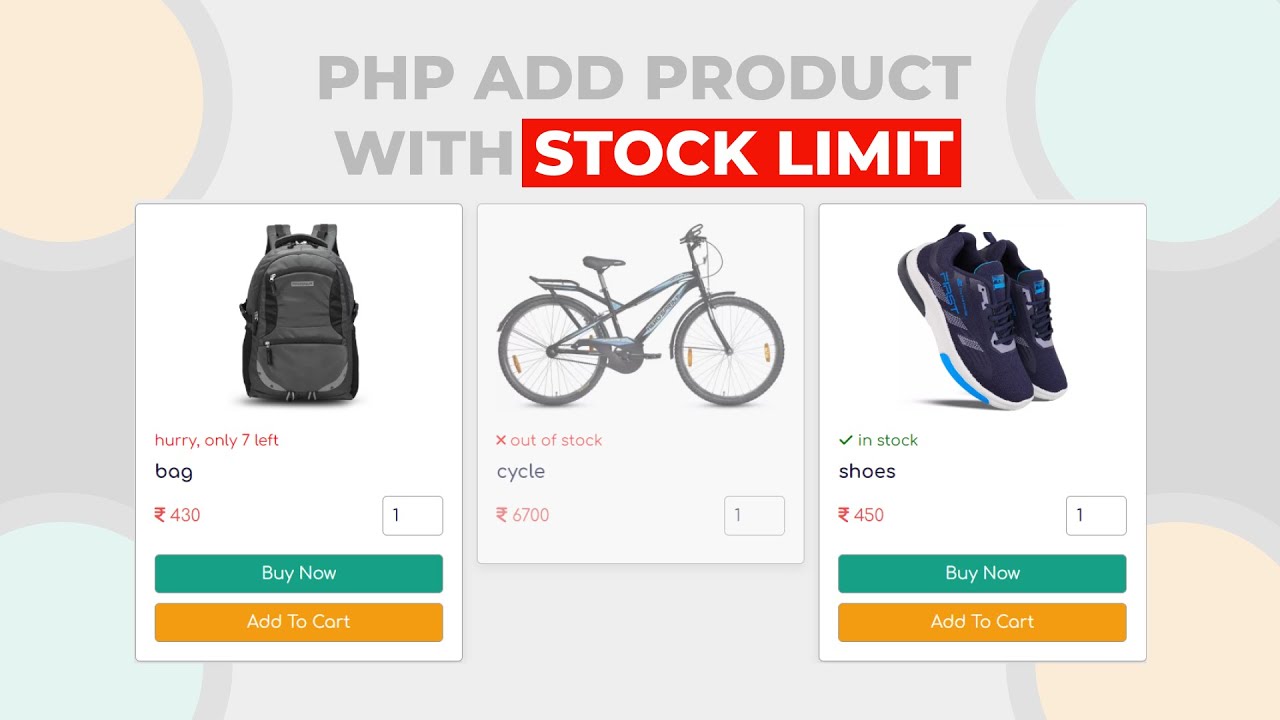Add Product With Max Stock Available Limit Using PHP PDO