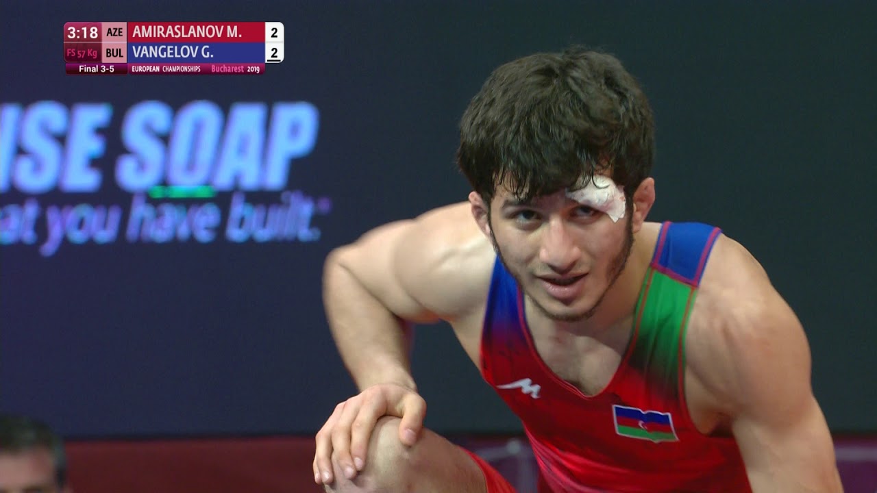 BRONZE FS - 57 kg: M. AMIRASLANOV (AZE) v. G. VANGELOV (BUL)