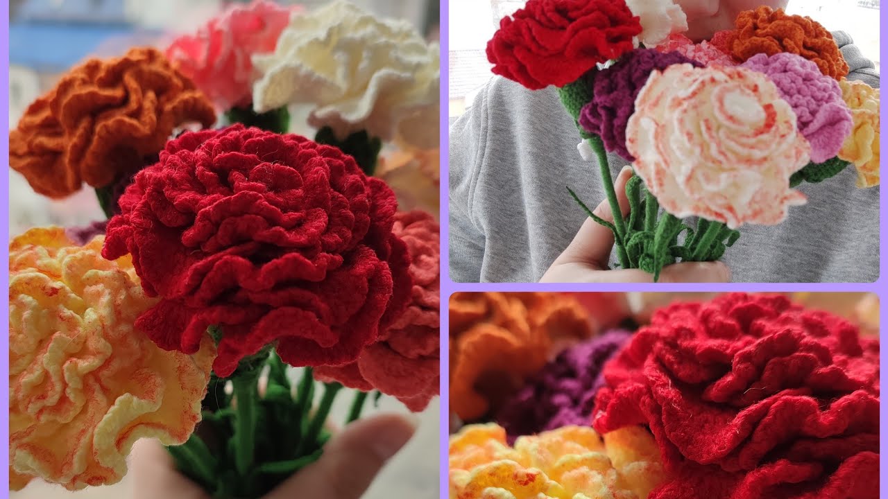 Crochet Carnation flower tutorial (ep.1)/Cum crosetam Garoafe (ep.1)