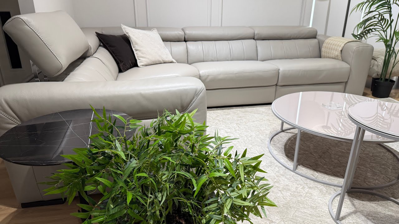 Natuzzi Editions Forza B790 Corner Sofa, Power Recliners Power Headrests, 20JK Light Grey Leather