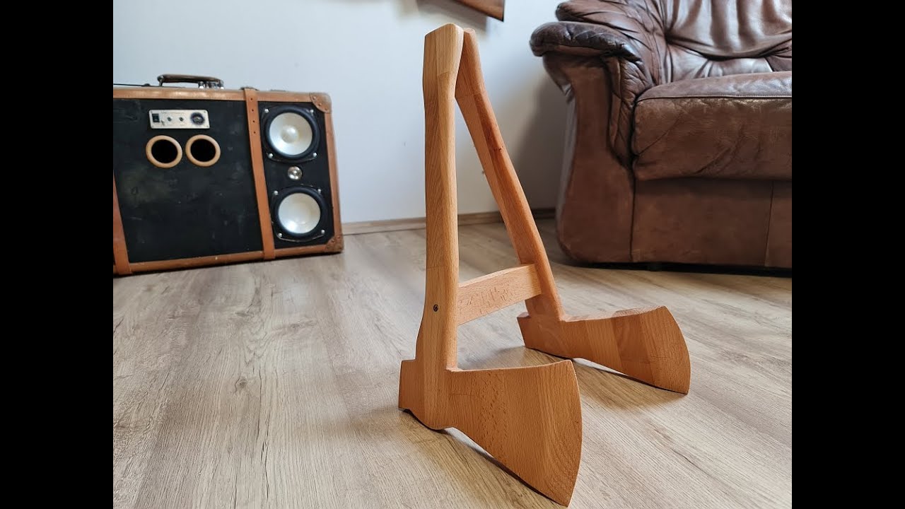 Guitar stand from wooden axes