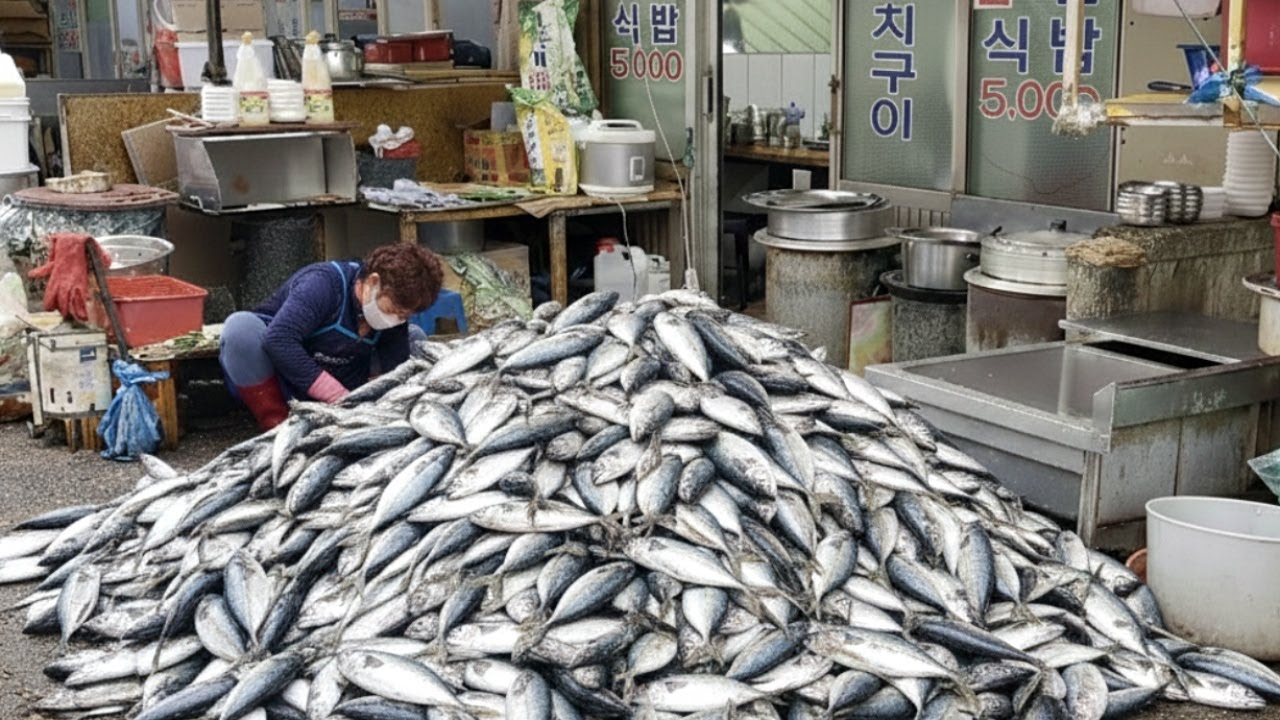 살다 살다 이런집은 처음 봅니다! 산더미처럼 쌓아놓고 파는 무한리필 고등어 백반 Korean street food