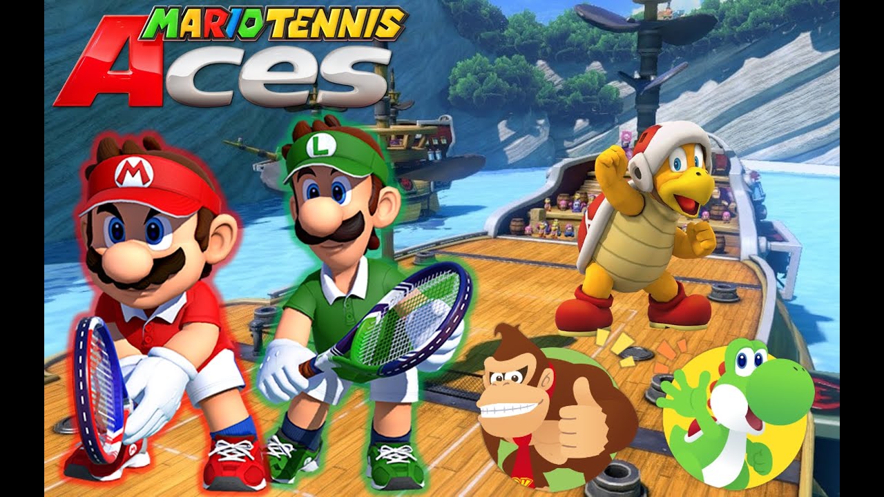 Mario Tennis Aces - Mario & Luigi vs Donkey Kong & Yoshi - Savage Sea